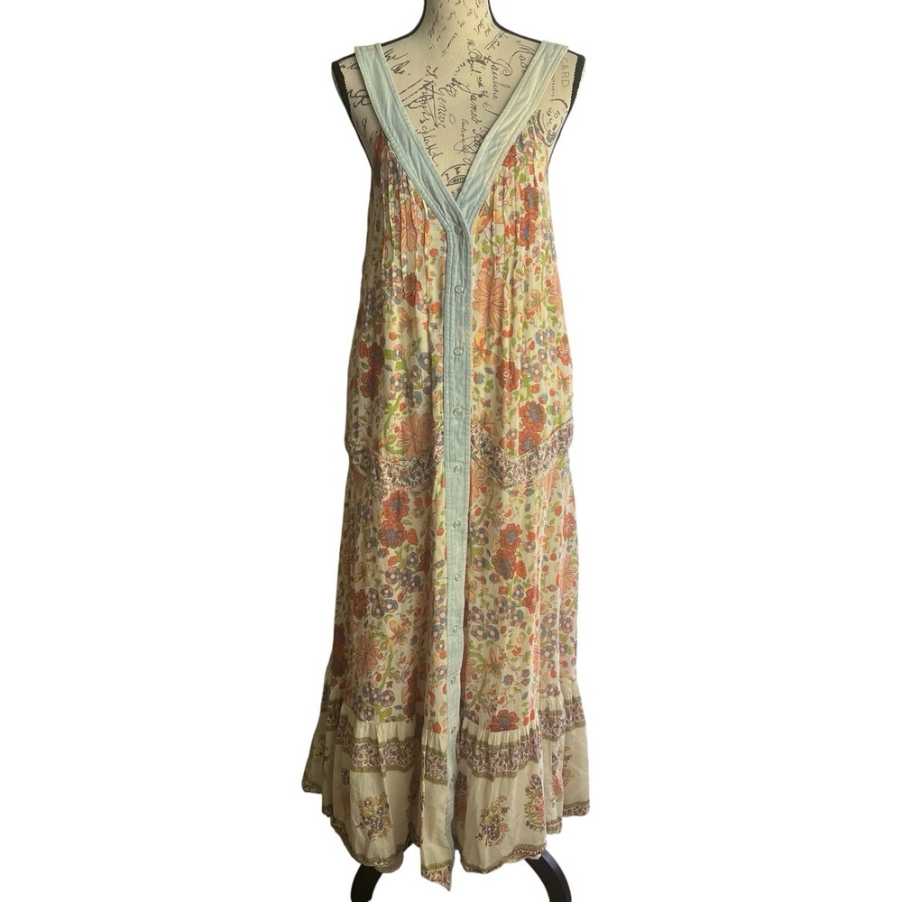 Free People Kelso Maxi Dress Small Cotton Lined Pockets Floral Boho Festival - Picture 2 of 12